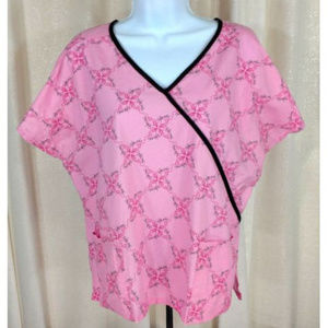 Baby Phat Pink Scrub Top Uniform Shirt Medical